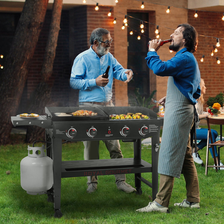 Royal Gourmet Black 4-Burner Propane Gas Grill and Griddle Combo