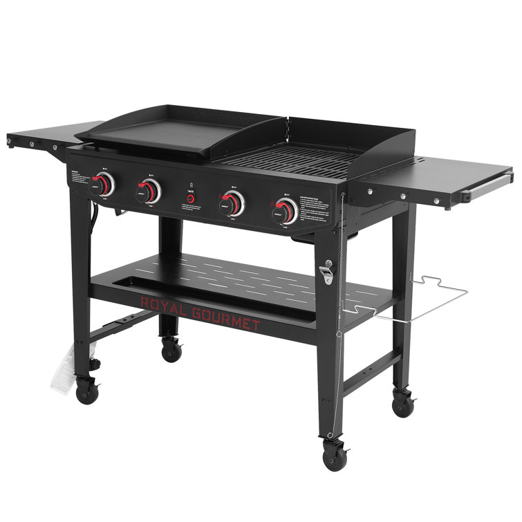Royal Gourmet Black 4-Burner Propane Gas Grill and Griddle Combo