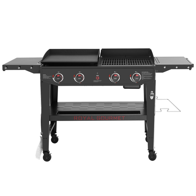 Royal Gourmet Black 4-Burner Propane Gas Grill and Griddle Combo