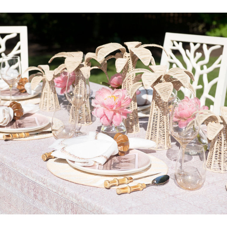 Mauve Floral Cotton Tablecloth with Traditional French Pattern