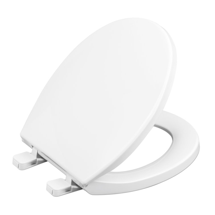 White Round Slow-Close Plastic Toilet Seat with Lid