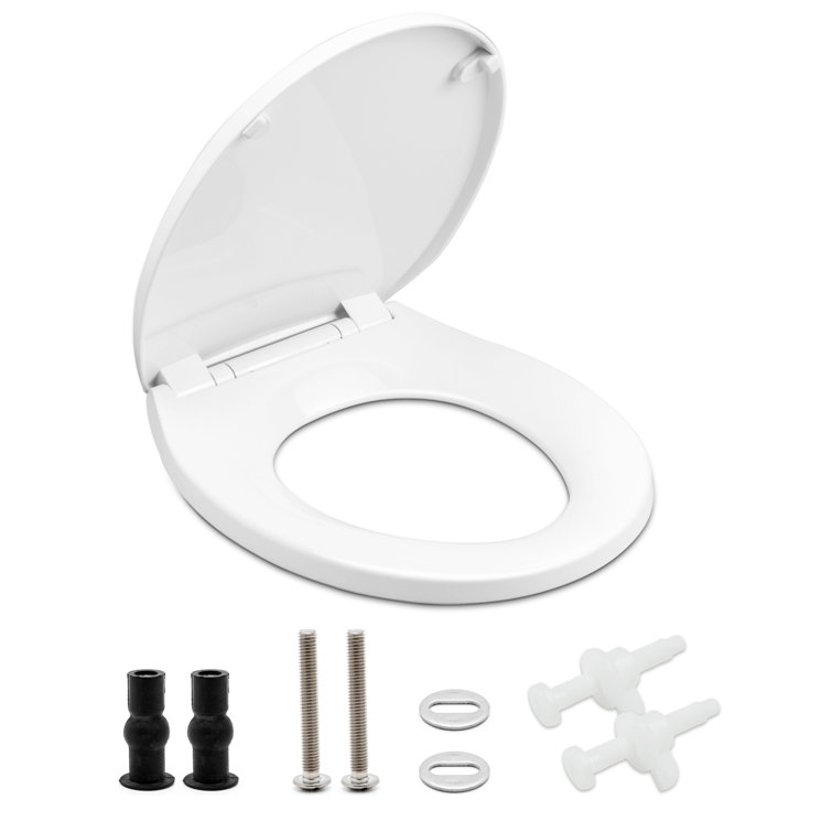 White Round Slow-Close Plastic Toilet Seat with Lid