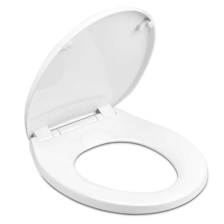 White Round Slow-Close Plastic Toilet Seat with Lid