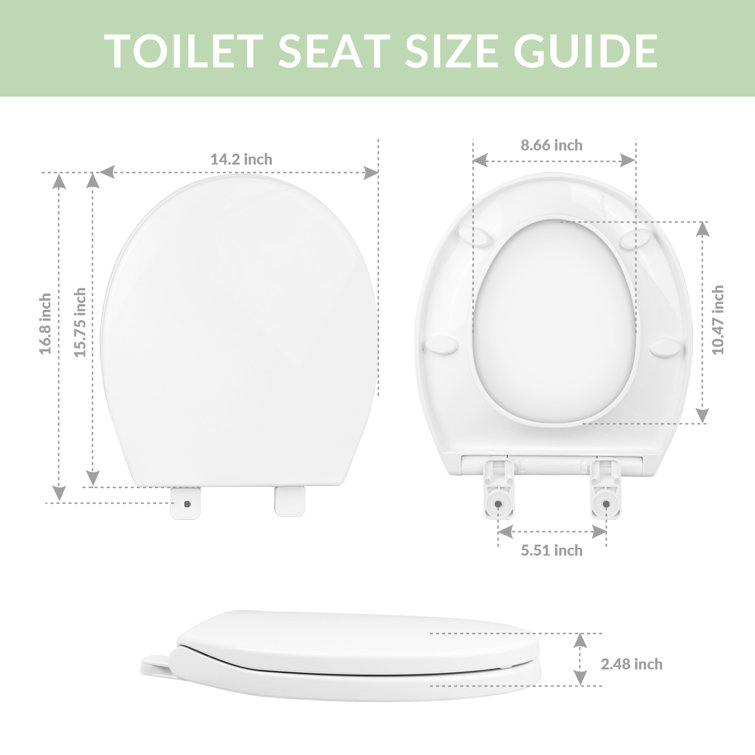 White Round Slow-Close Plastic Toilet Seat with Lid