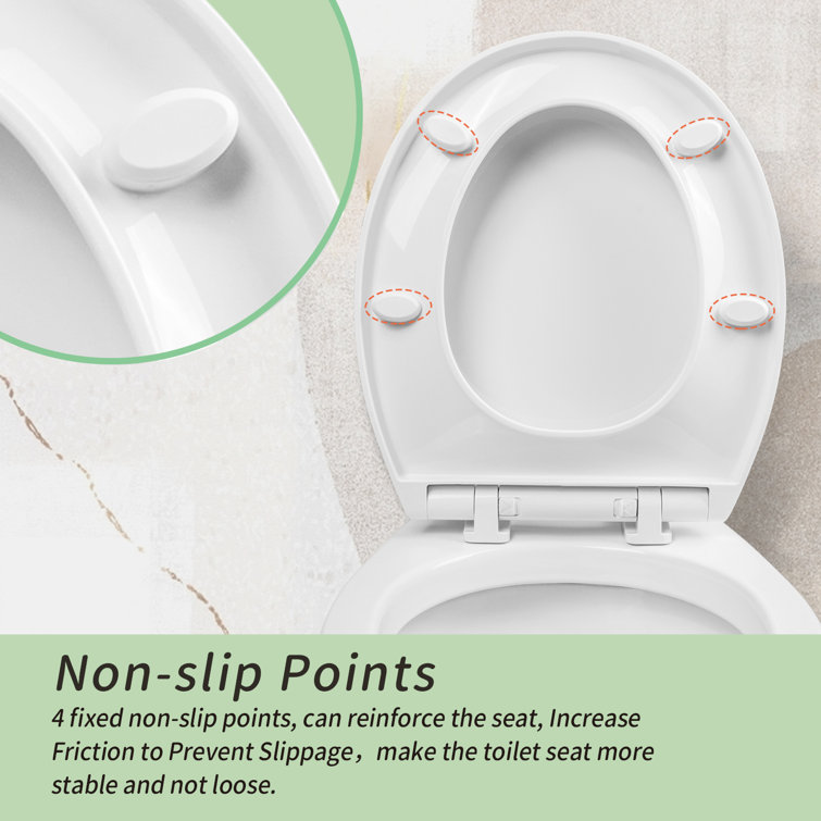 White Round Slow-Close Plastic Toilet Seat with Lid