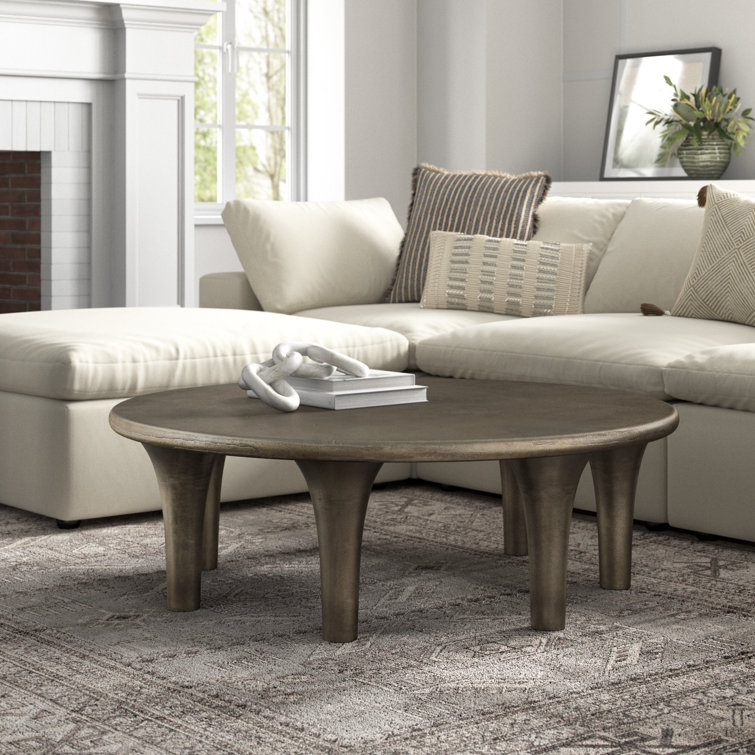 Marlow Collection 48" Round Aged Bronze Metal Coffee Table
