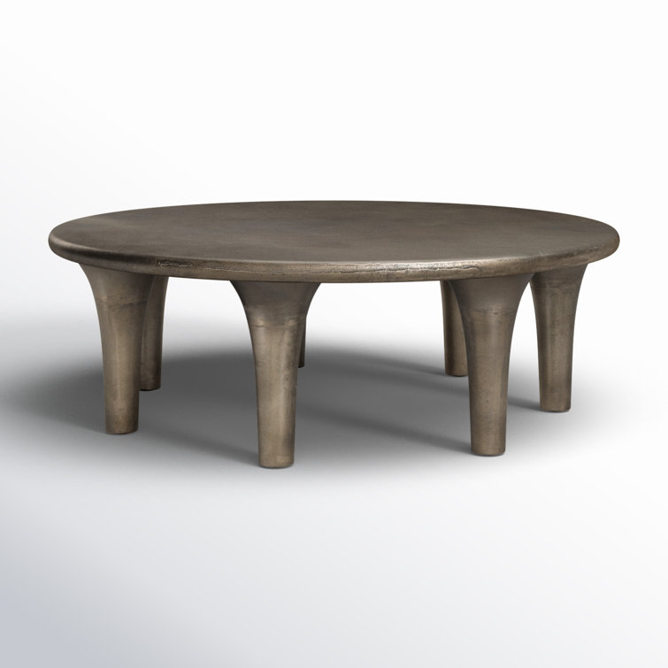 Marlow Collection 48" Round Aged Bronze Metal Coffee Table