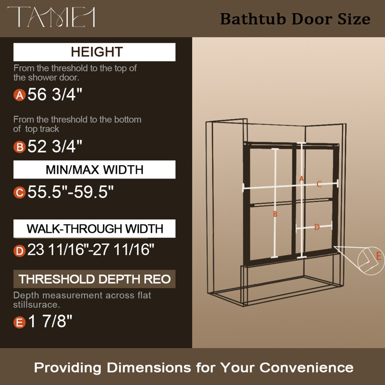 Matte Black Double Sliding Semi-Frameless Tub Door