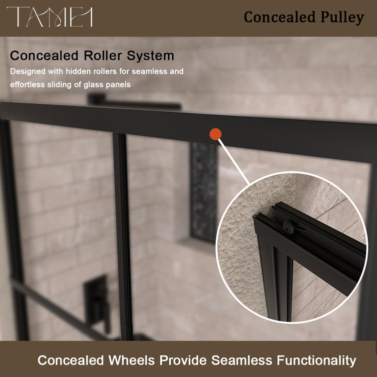 Matte Black Double Sliding Semi-Frameless Tub Door