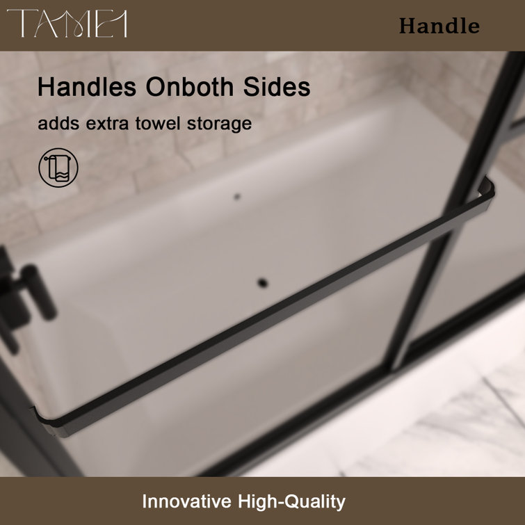Matte Black Double Sliding Semi-Frameless Tub Door