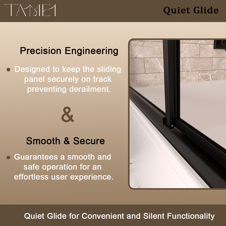 Matte Black Double Sliding Semi-Frameless Tub Door