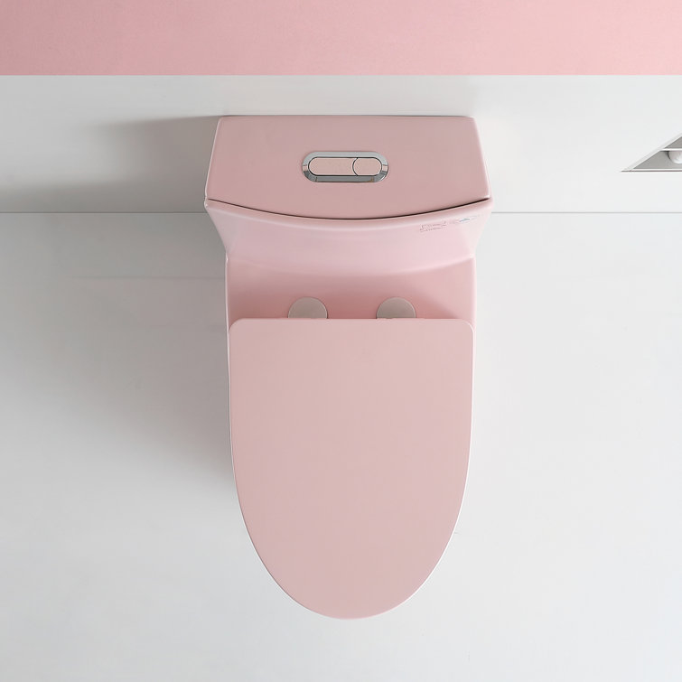 Pink Elongated Free Standing Dual Flush Toilet with Seat