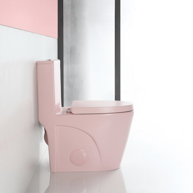 Pink Elongated Free Standing Dual Flush Toilet with Seat