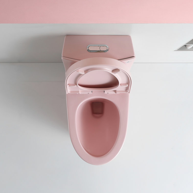 Pink Elongated Free Standing Dual Flush Toilet with Seat