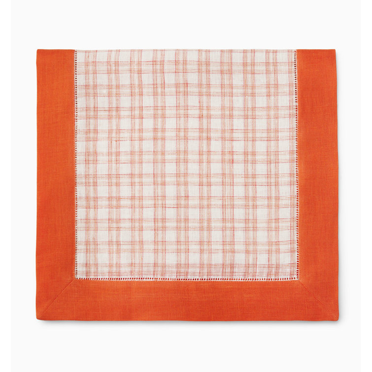 Tangerine Linen Plaid Table Runner 15" x 72"