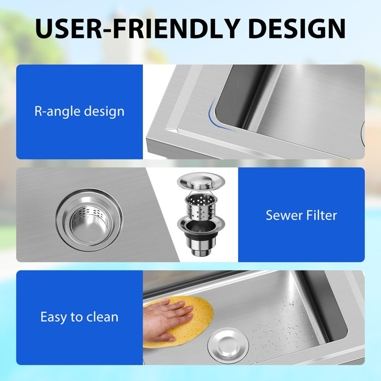 36" Stainless Steel Freestanding Double Bowl Utility Sink