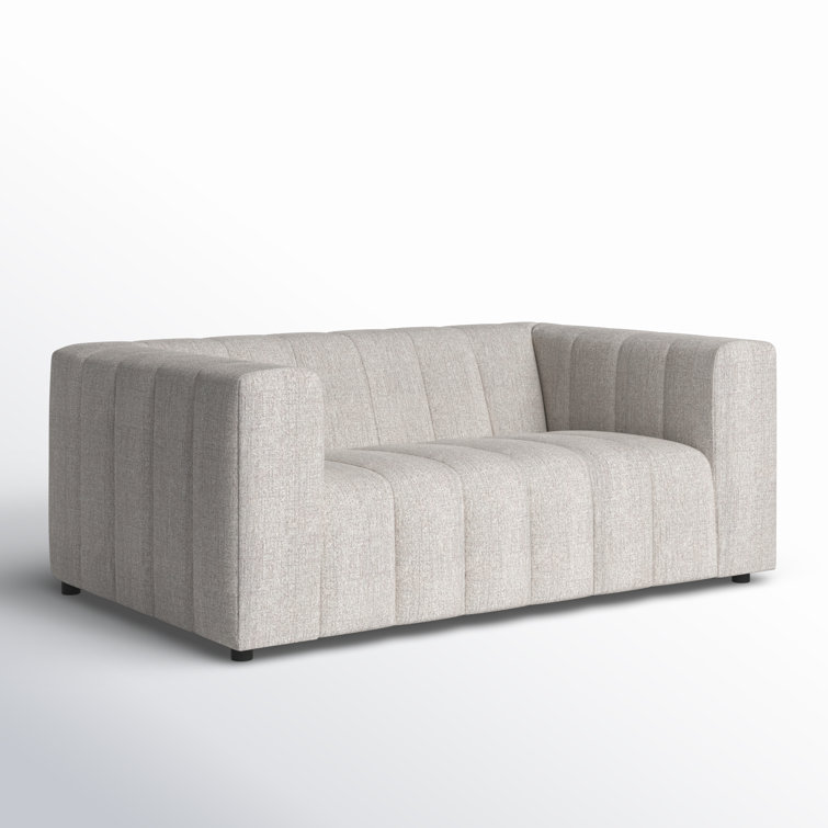 Langham 71'' Gray Tufted Linen Sofa with Wood Frame