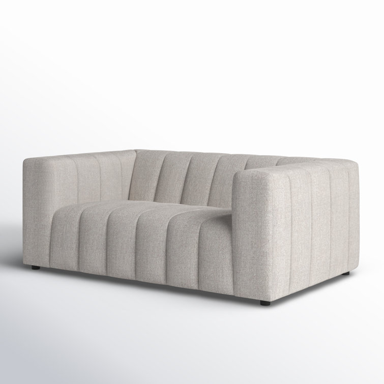 Langham 71'' Gray Tufted Linen Sofa with Wood Frame