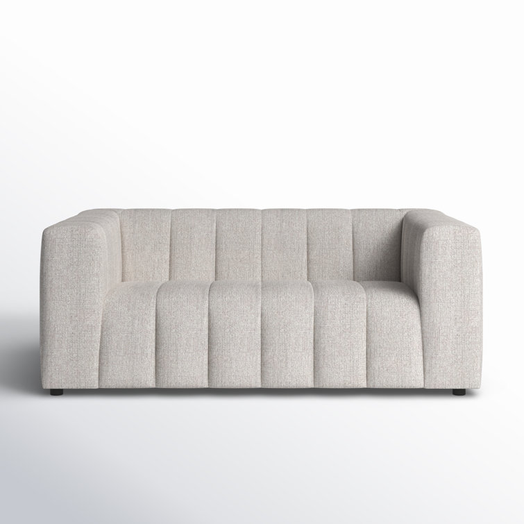 Langham 71'' Gray Tufted Linen Sofa with Wood Frame