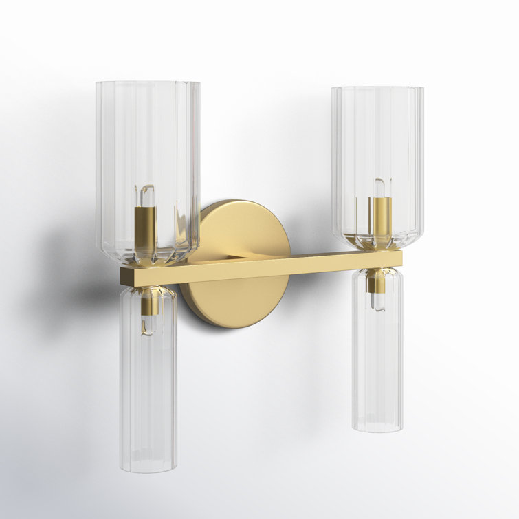 Aged Brass 4-Light Dimmable Vanity Light with Clear Glass Shades