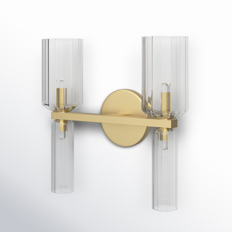 Aged Brass 4-Light Dimmable Vanity Light with Clear Glass Shades