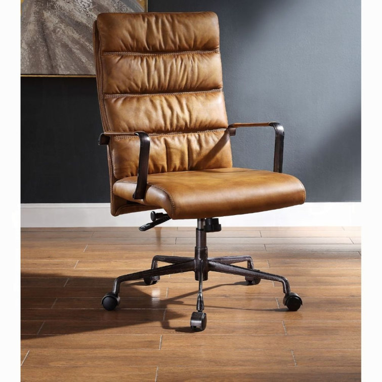 Sahara Brown Top Grain Leather High Back Swivel Office Chair