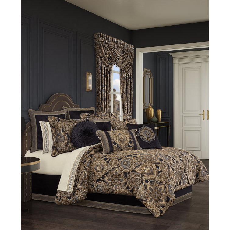 Amara Queen Blue and Gold 4-Piece Comforter Set
