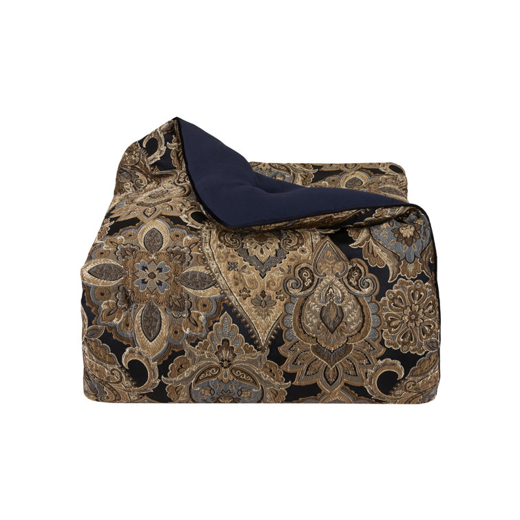 Amara Queen Blue and Gold 4-Piece Comforter Set