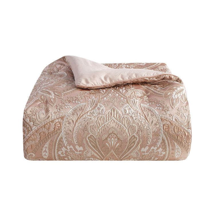 Blush Queen Woven Comforter Set with Gathered Embellishment