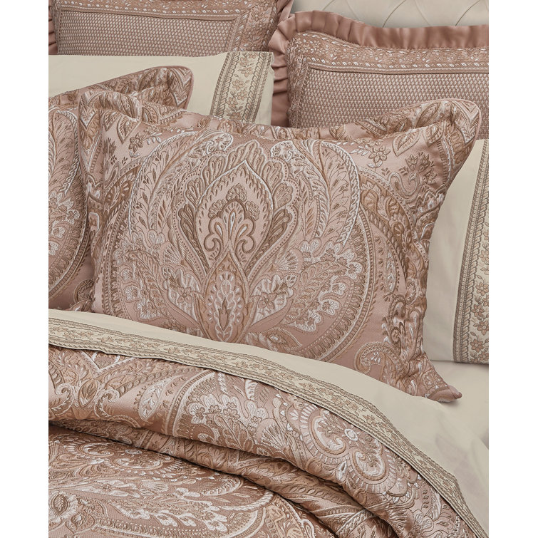 Blush Queen Woven Comforter Set with Gathered Embellishment