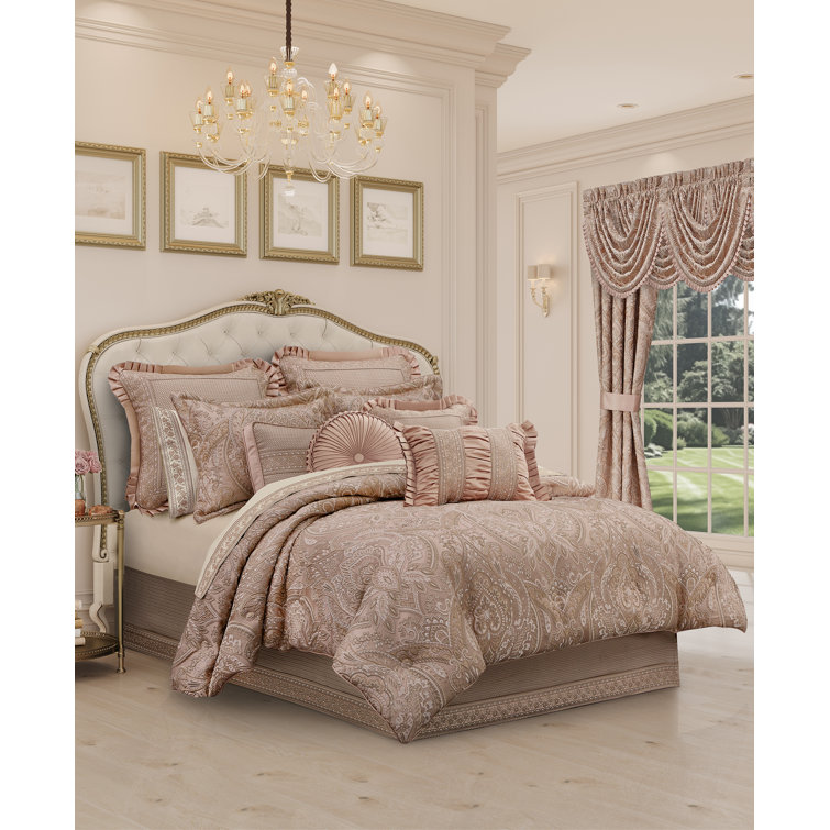 Blush Queen Woven Comforter Set with Gathered Embellishment