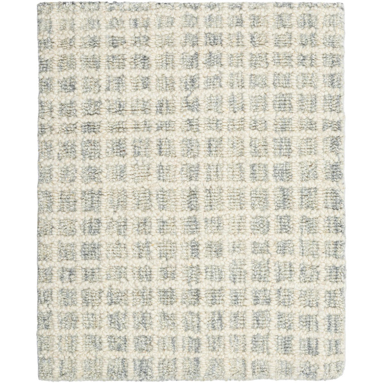 Gray and Off-White Hand-Tufted Wool Runner Rug