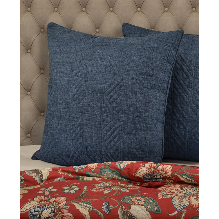 Indigo Cotton Quilted Euro Sham with Geometric Design