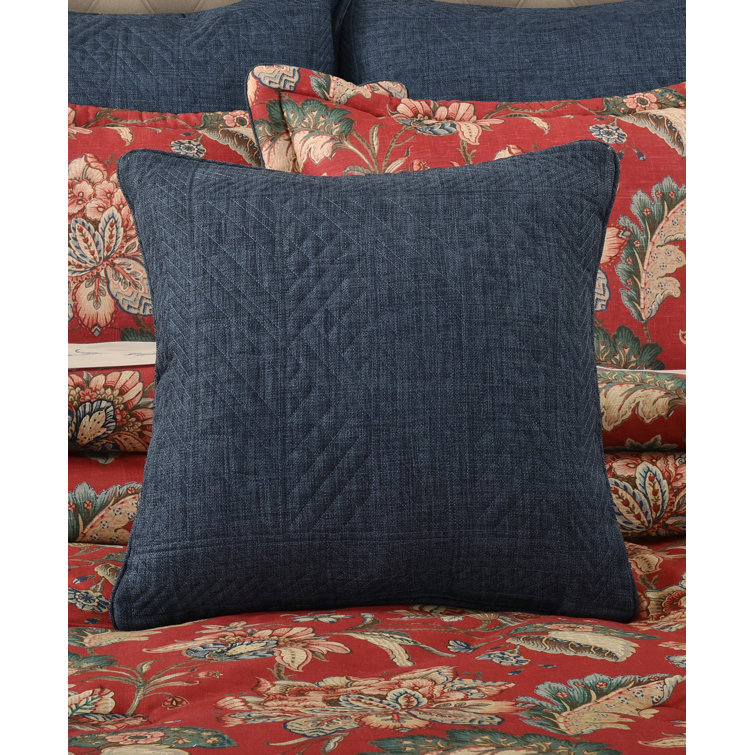 Indigo Heathered Cotton Square Decorative Throw Pillow
