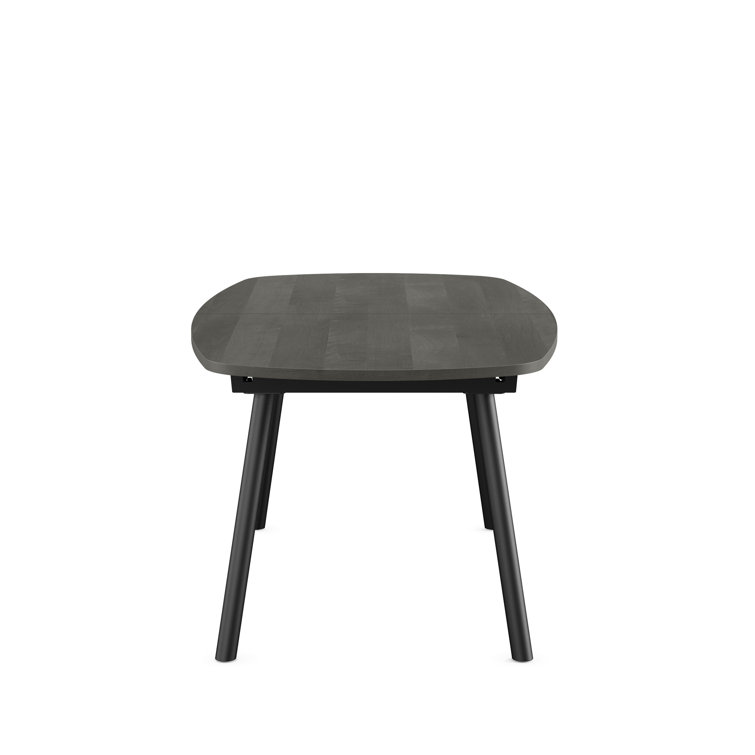 Gray Extendable Dining Table with 6 Light Beige Upholstered Chairs