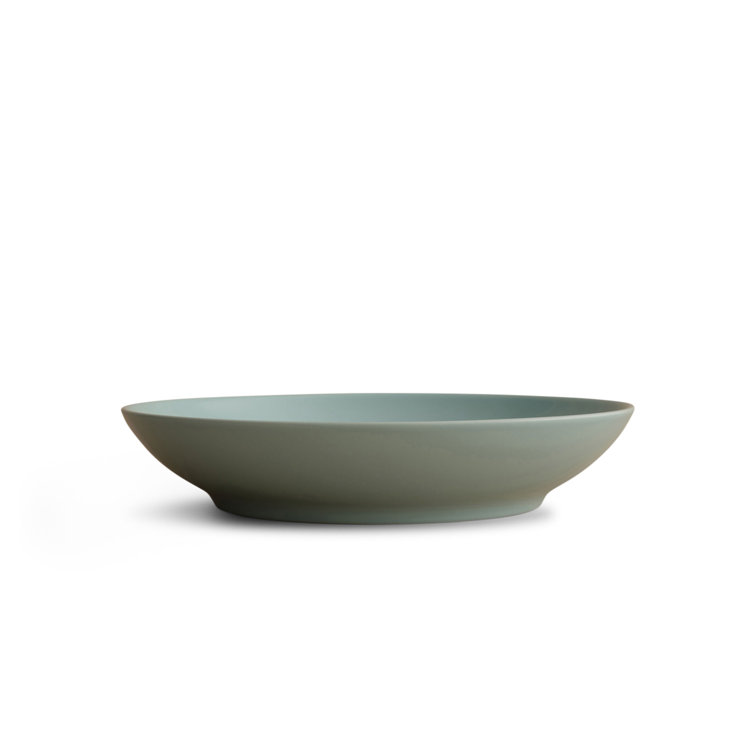 Green Ceramic Low Serving Bowl, Microwave and Dishwasher Safe