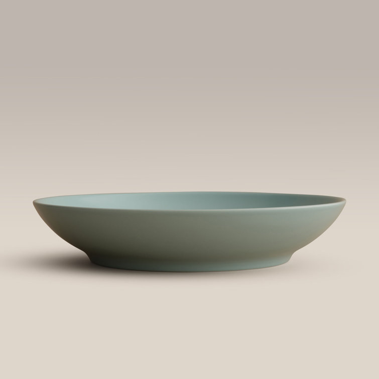 Green Ceramic Low Serving Bowl, Microwave and Dishwasher Safe