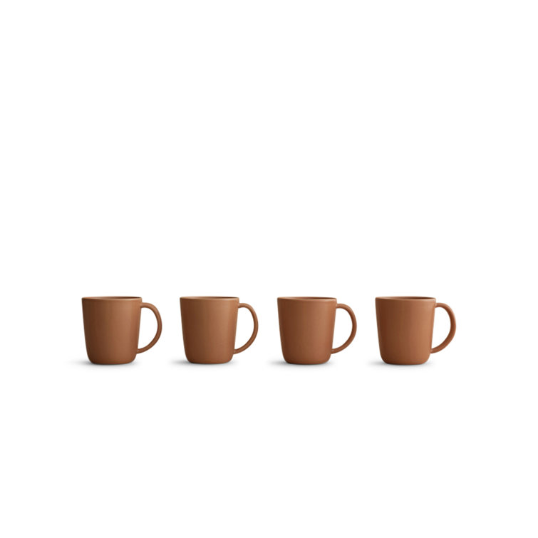 Terracotta Orange Ceramic Microwave Safe Mugs, Set of 4