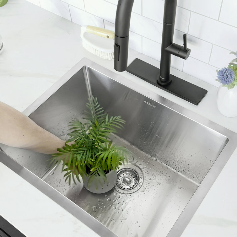 Azuni 22" Stainless Steel Single Bowl Laundry Sink with Dual Mount Installation