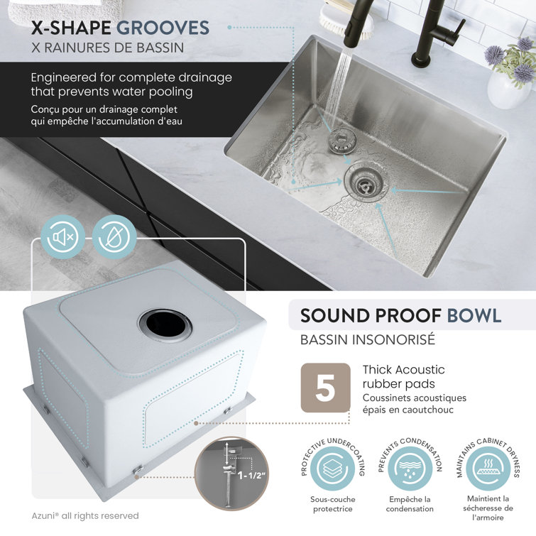 Azuni 22" Stainless Steel Single Bowl Laundry Sink with Dual Mount Installation