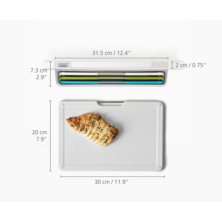Slim White Plastic 3-Piece Under-Shelf Cutting Board Set