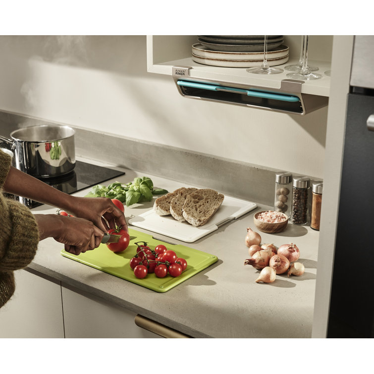 Slim White Plastic 3-Piece Under-Shelf Cutting Board Set