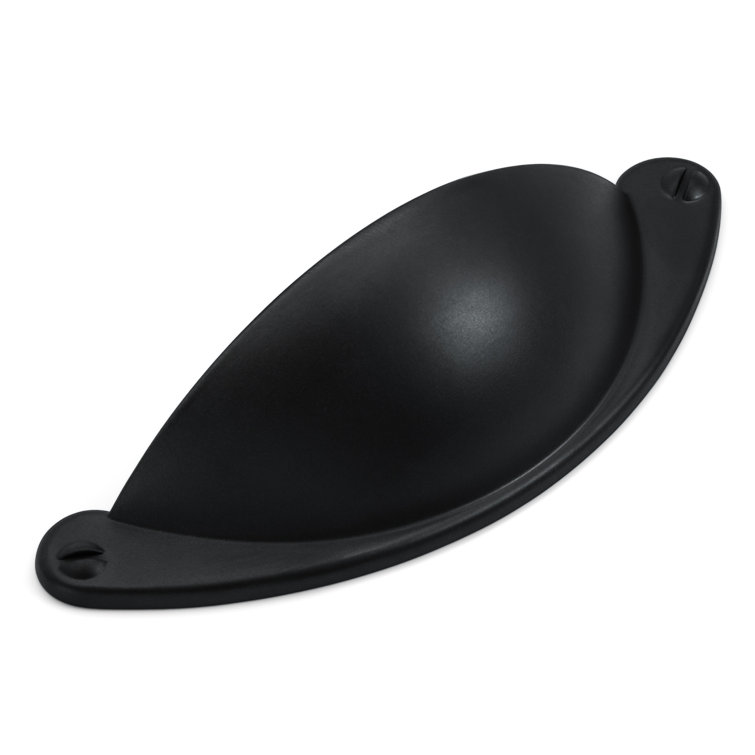 Black Zinc Rustic Cup Pull with Mounting Hardware