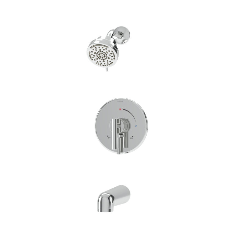 Polished Chrome Wall Mounted Tub and Shower Faucet Set
