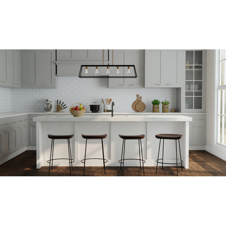 Chestnut Mango Wood and Black Iron Backless Counter Stools, Set of 2