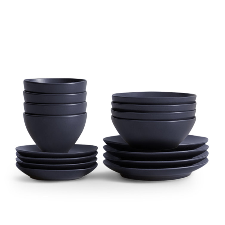 Midnight Blue Ceramic 16-Piece Dinnerware Set, Service for 4