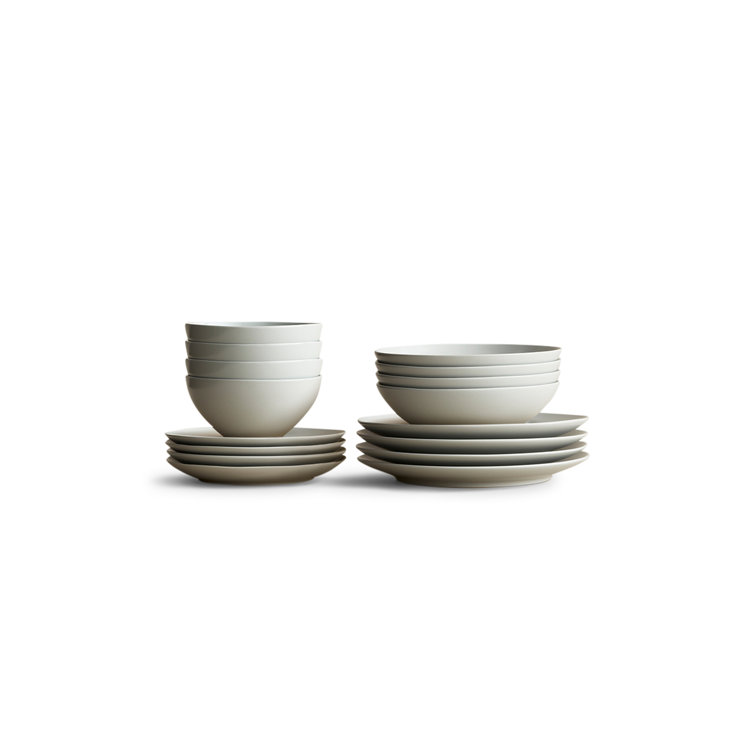 Gray Ceramic 16-Piece Dinnerware Set, Service for 4