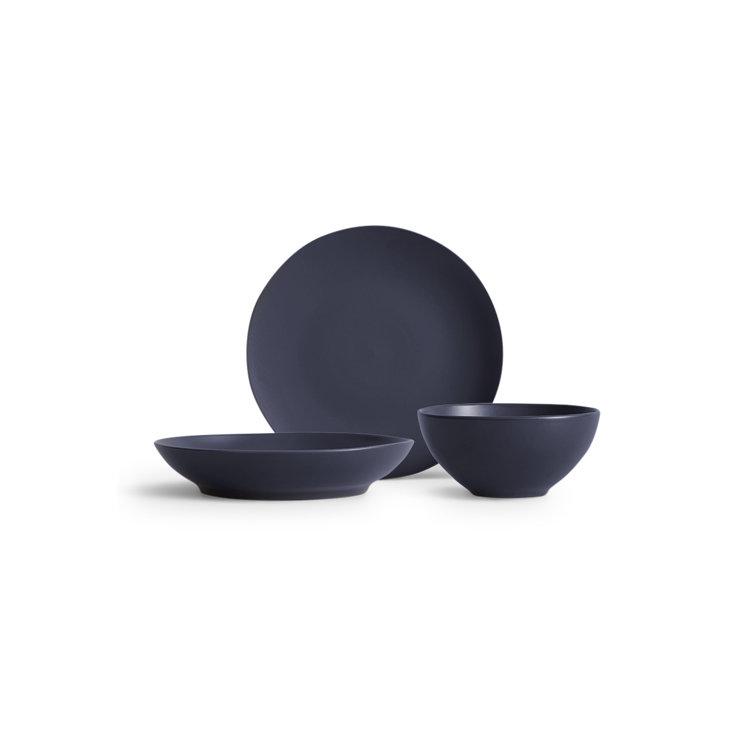 Midnight Blue Ceramic 3-Piece Round Serving Set