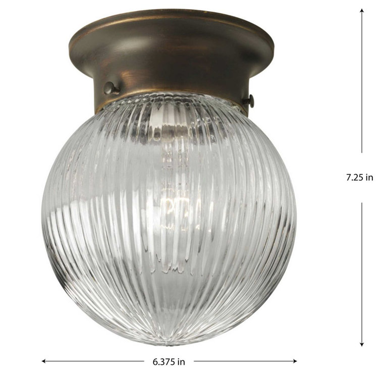 Antique Bronze 6" Glass Globe Flush Mount Light