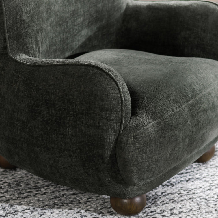 Forest Green Polyester Upholstered Wingback Armchair